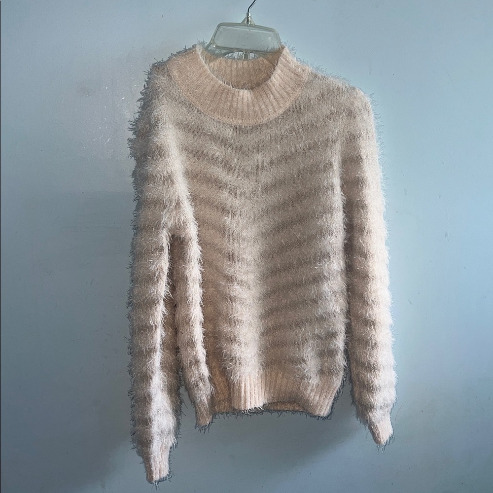 Jessica Simpson white fuzzy sweater- size 12